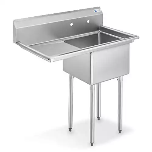 Stainless Steel 18" Single Bowl Commercial Kitchen Sink with Left Drainboard