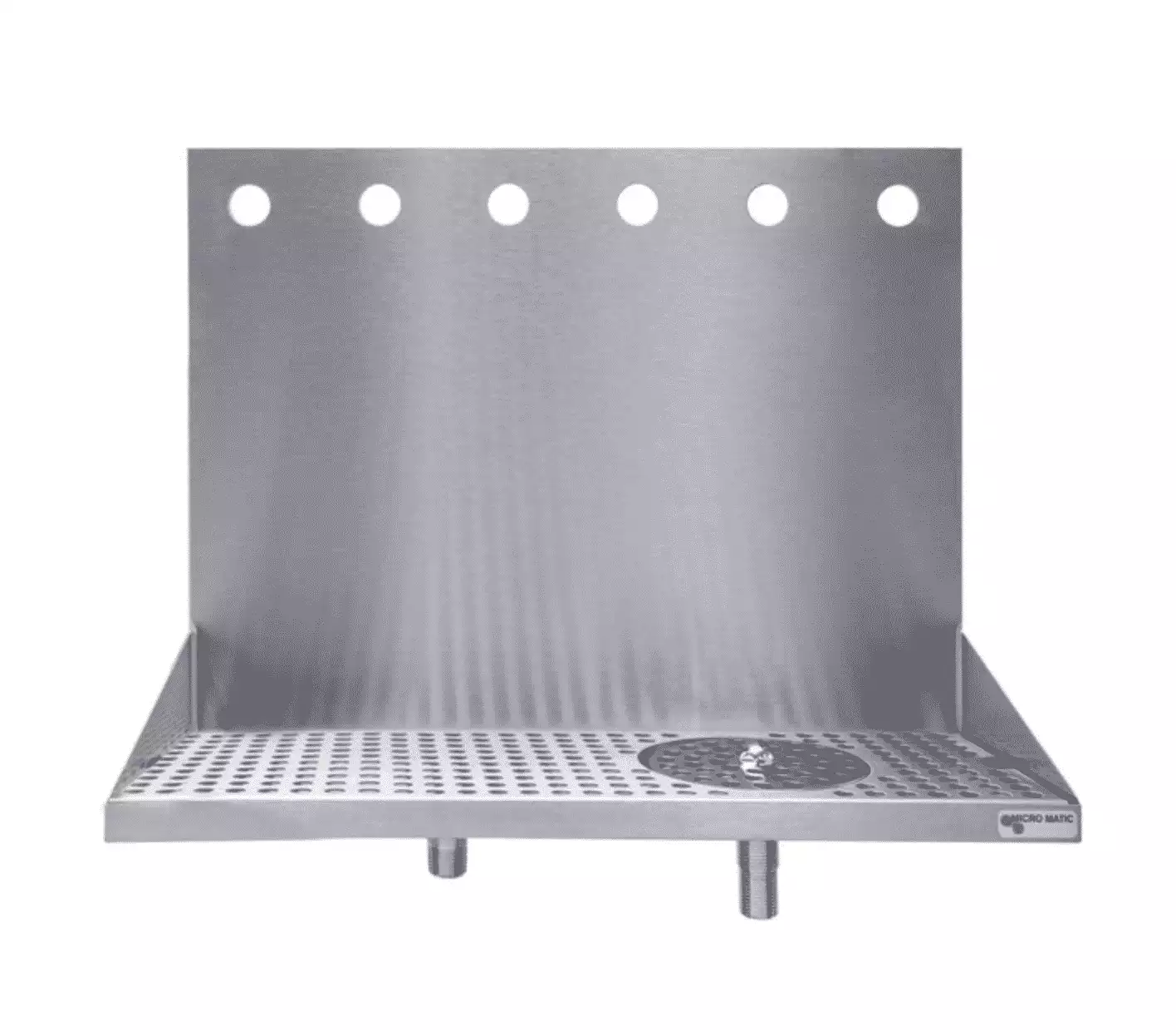 6 Faucet Stainless Steel Wall Mount Drip Tray with Glass Rinser